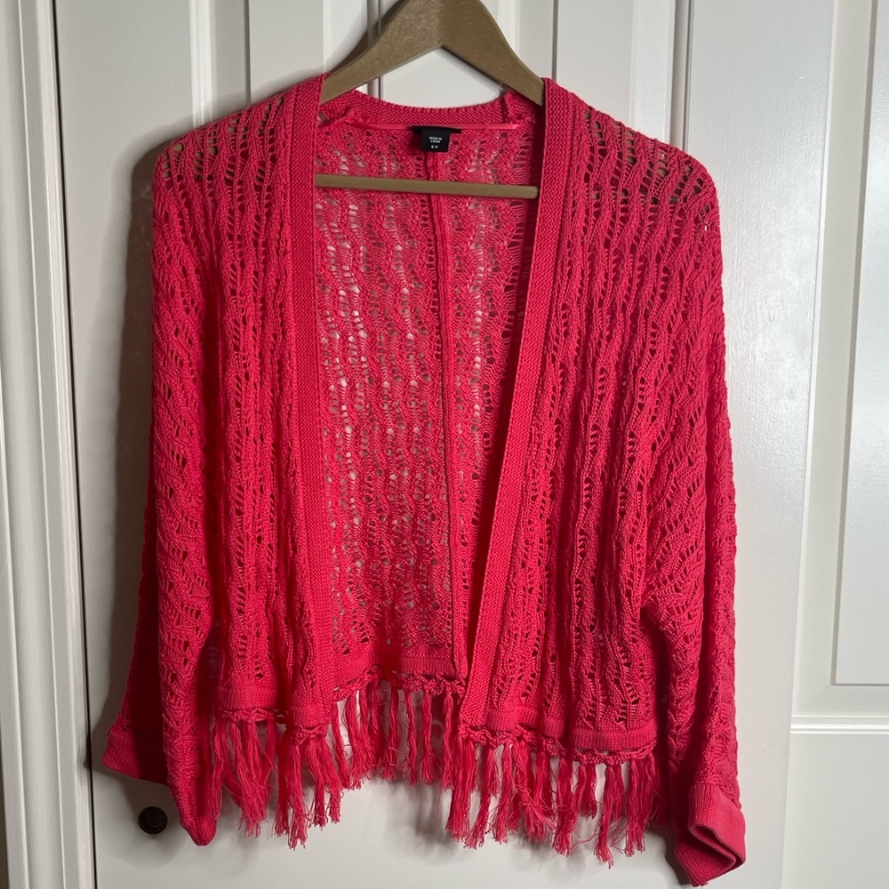 Joe Boxer Pink Open Cardigan Sweater Fringe